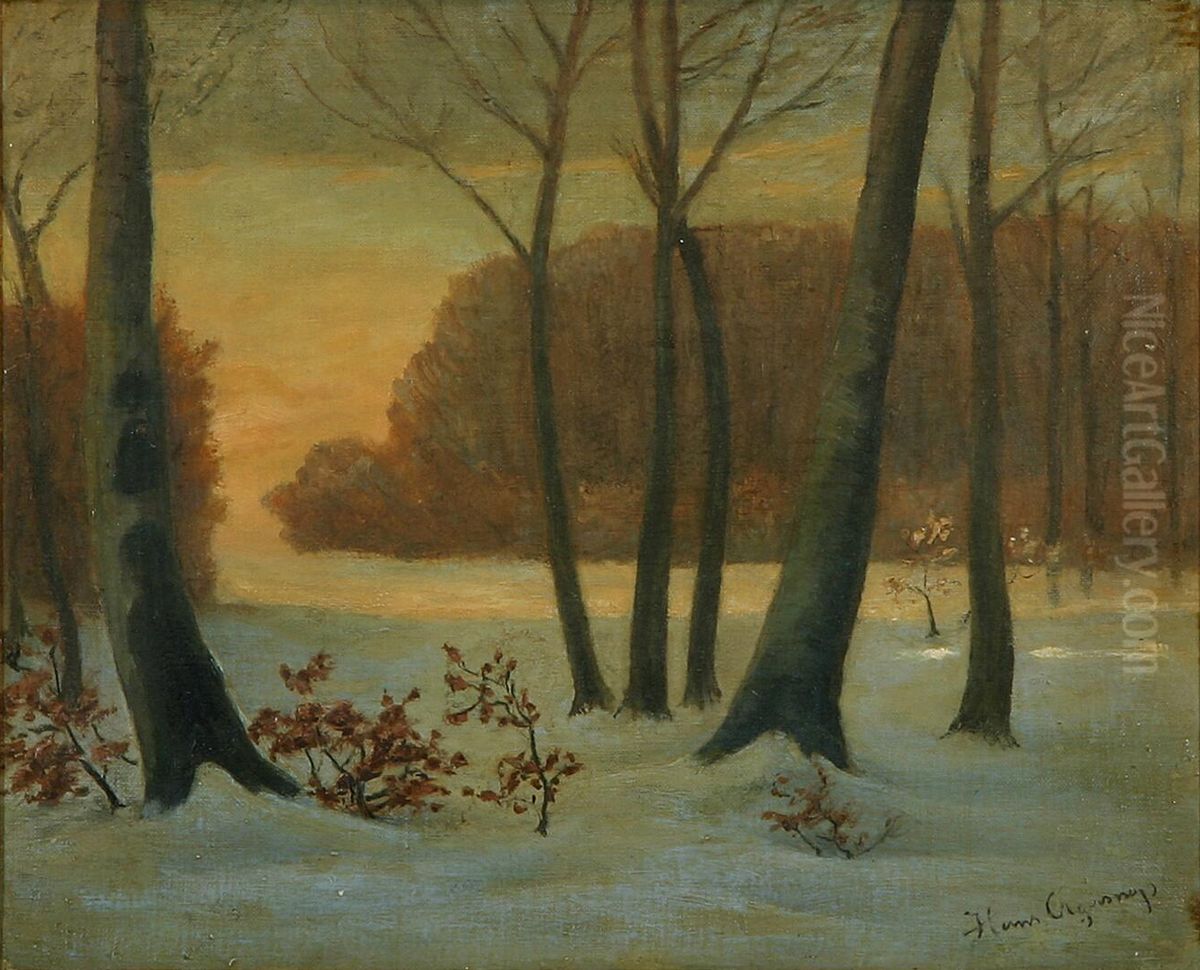 At the edge of the woods, winter. Oil Painting by Hans Agersnap