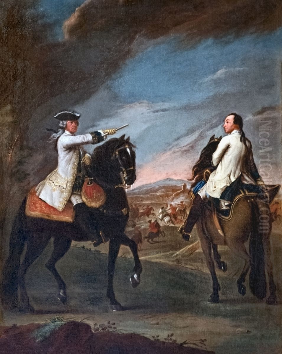 Portrait of William Graham Duke of Montrose and his aide John Moser de Filsek Oil Painting by Pietro Longhi