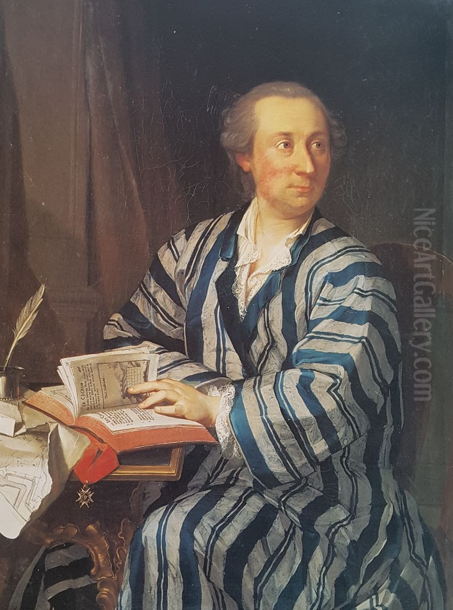 Bildnis Samuel Isaak Emanuel Gross (1732-1763), Offizier in der Schweizergarde. Oil Painting by Jakob Emanuel Handmann