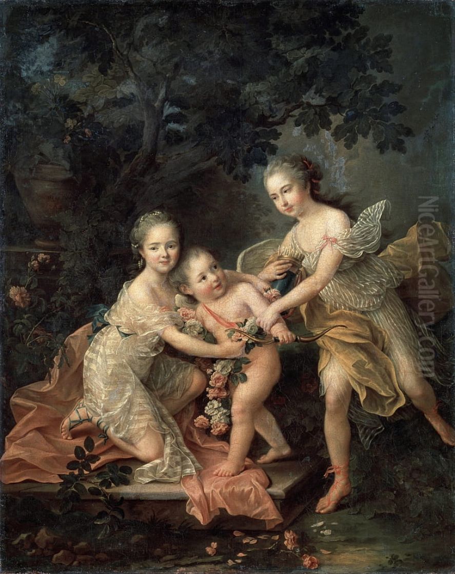 Les Enfants du duc d'Orleans Oil Painting by Francois-Hubert Drouais