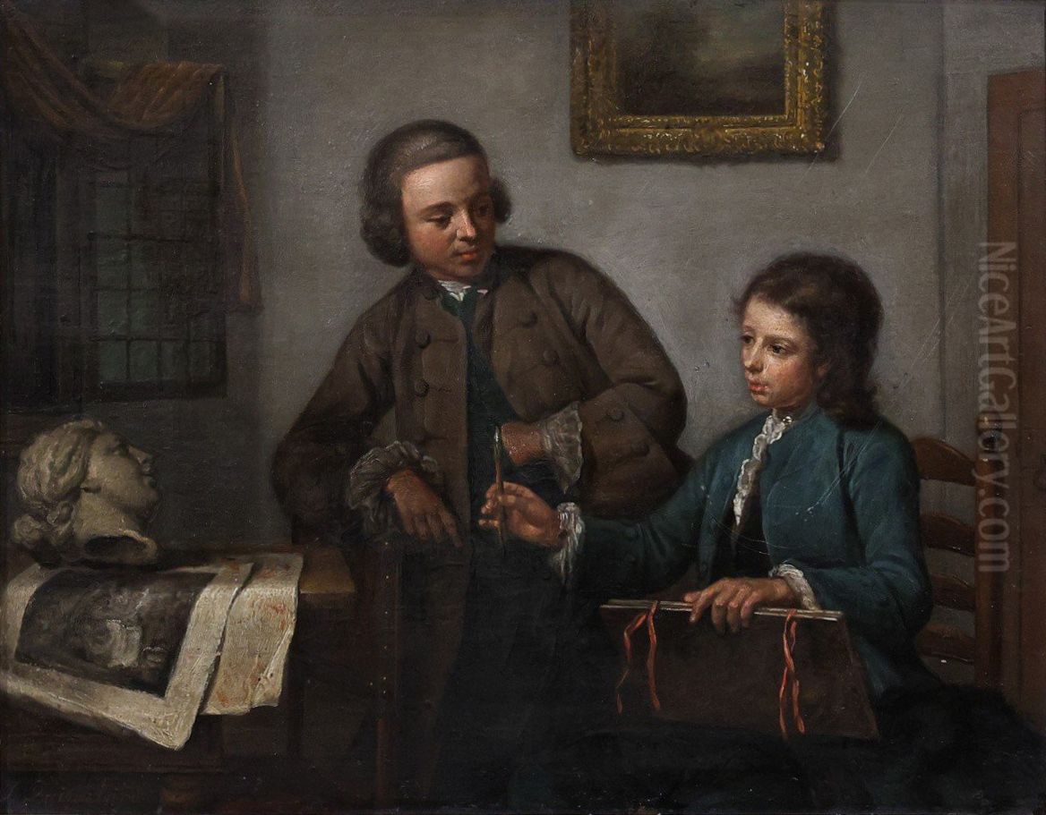 Drawing lesson. Oil Painting by Jan Maurits Quinkhard