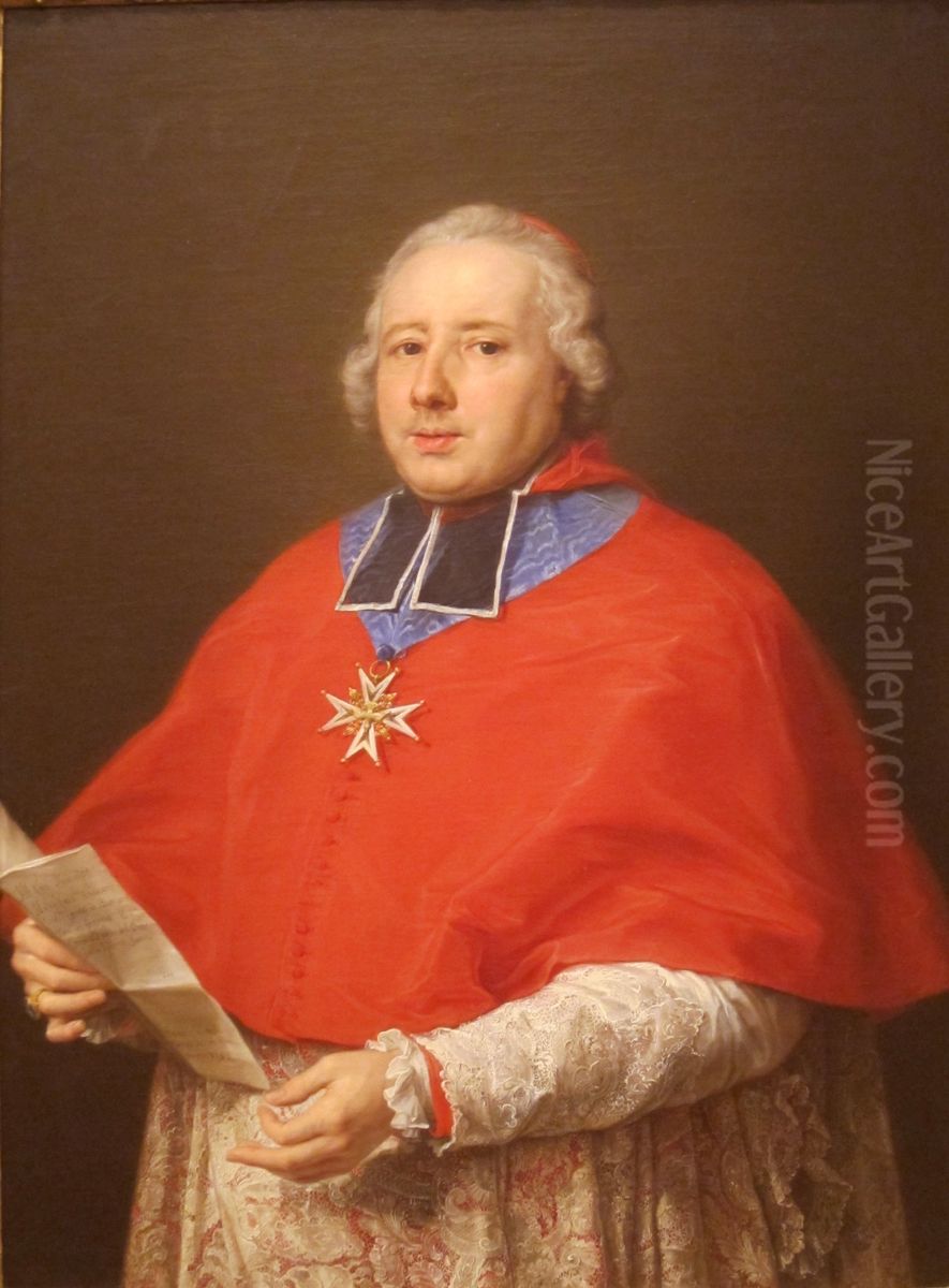 Cardinal Etienne-Rene Potier de Gesvres Oil Painting by Pompeo Batoni