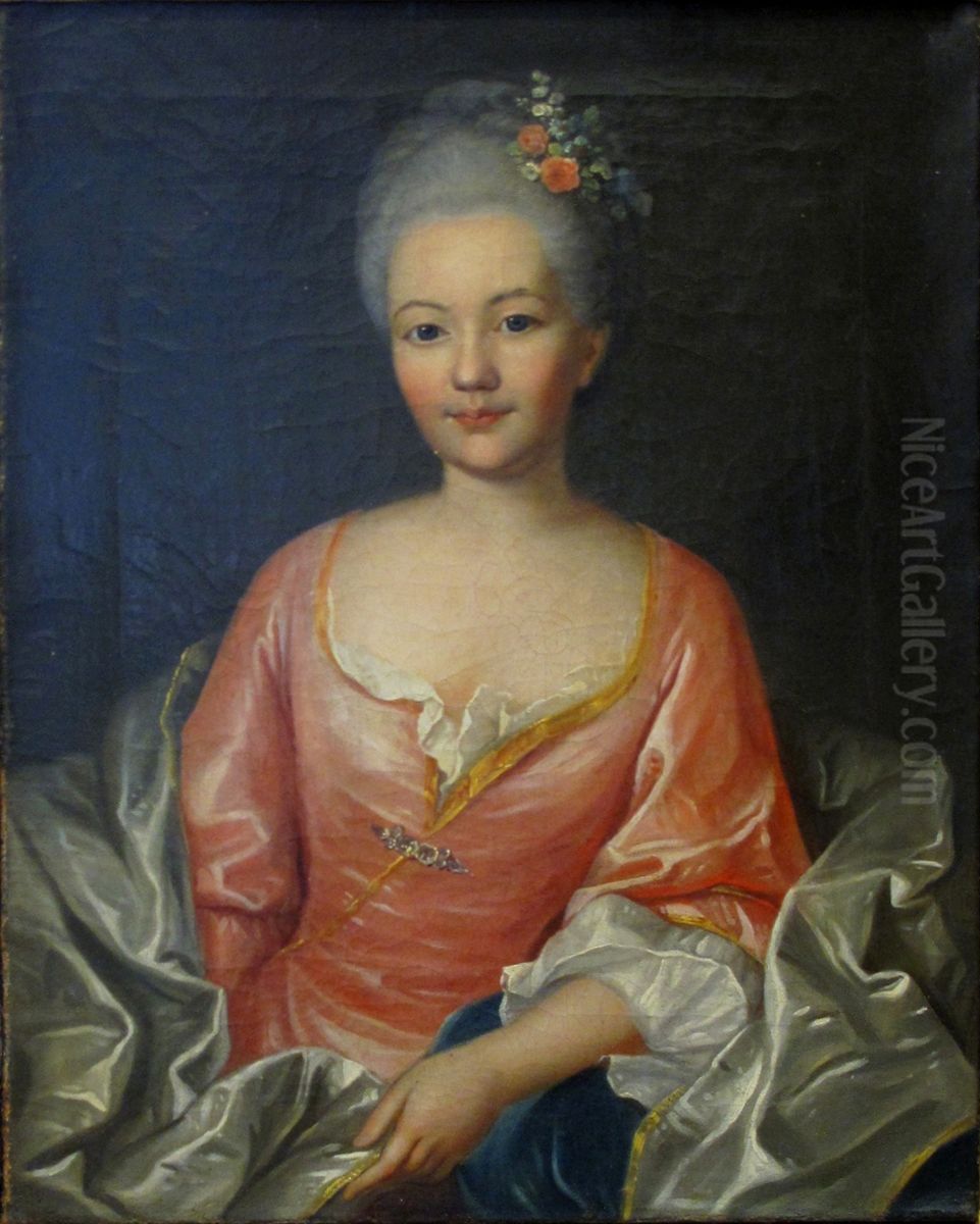 Bildnis Maria Magdalena Sinner geb. Manuel (1738-1813), Gattin des Johann Rudolf Sinner (1736-1806), Schultheiss von Thun, Herr zu Clindy, Valeyres und Worb. Oil Painting by Johann Ludwig Aberli