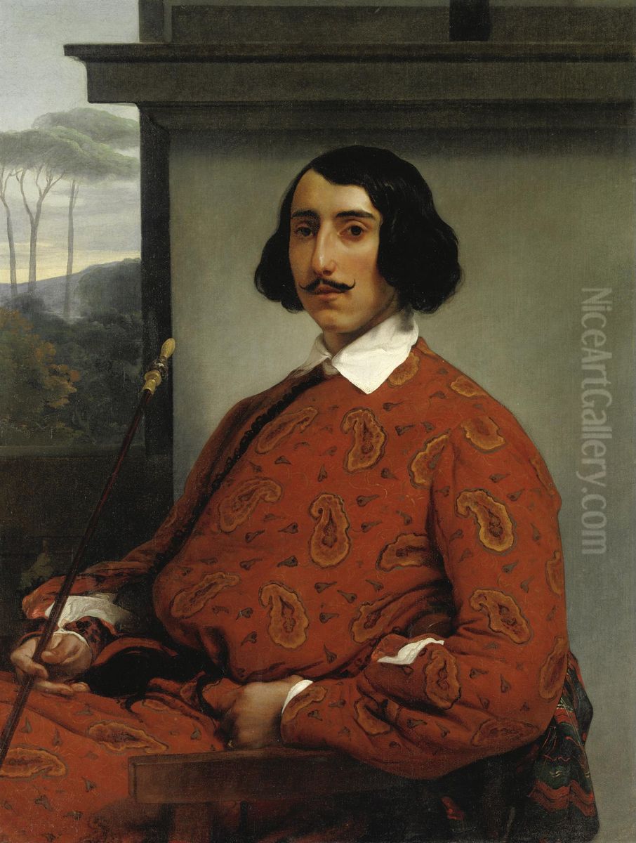 Portrait of a Gentleman (Duke Manolo Nunez Falco) Oil Painting by Francesco Hayez