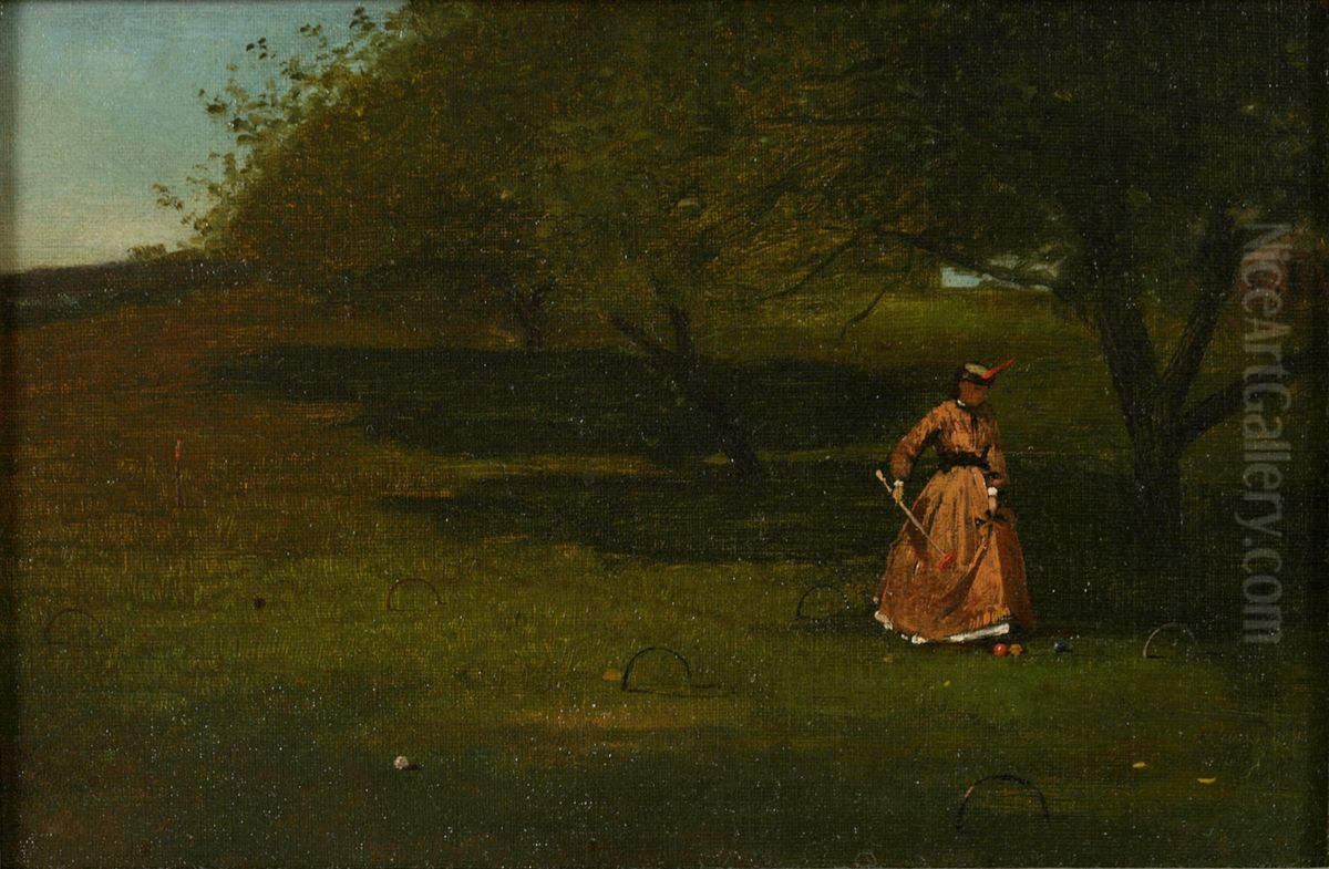 Croquet Player Oil Painting by Winslow Homer