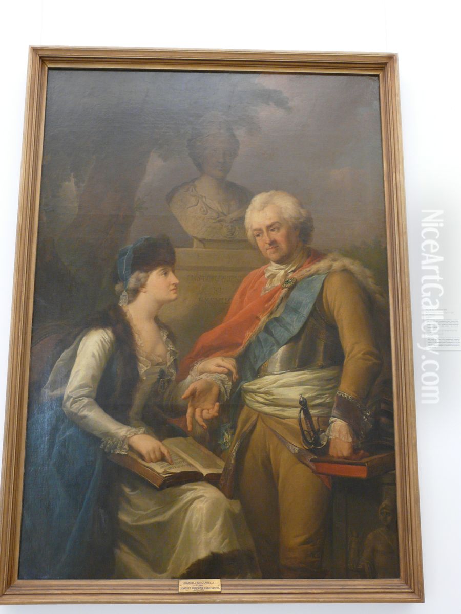 Portrait of Stanislaw Poniatowski and Konstancja Czartoryska (parents of King Stanislaw II August) Oil Painting by Marcello Bacciarelli