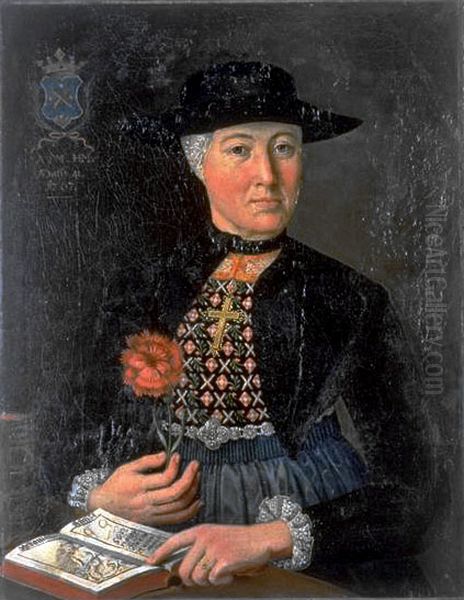 Damenportrat Anna Maria Holzmann in Zuger Burgertracht Oil Painting by unknown