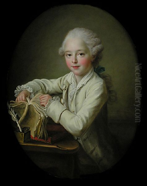 Portrait of marquis de Briges, aged 7 Oil Painting by Francois-Hubert Drouais