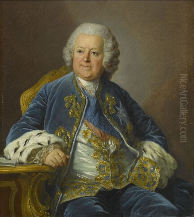 Portrait deLouis Phelypeaux de Saint-Florentin(1705-1777), comte de Saint Florentin, Duc de La Vrilliere, ministre et secretaire d'Etat Oil Painting by Louis-Michel Van Loo