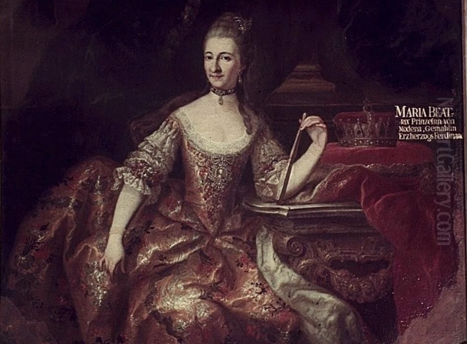 Maria Beatrice, Princess of Modena, wife of the Archduke Ferdinand Oil Painting by Martin Van Meytens