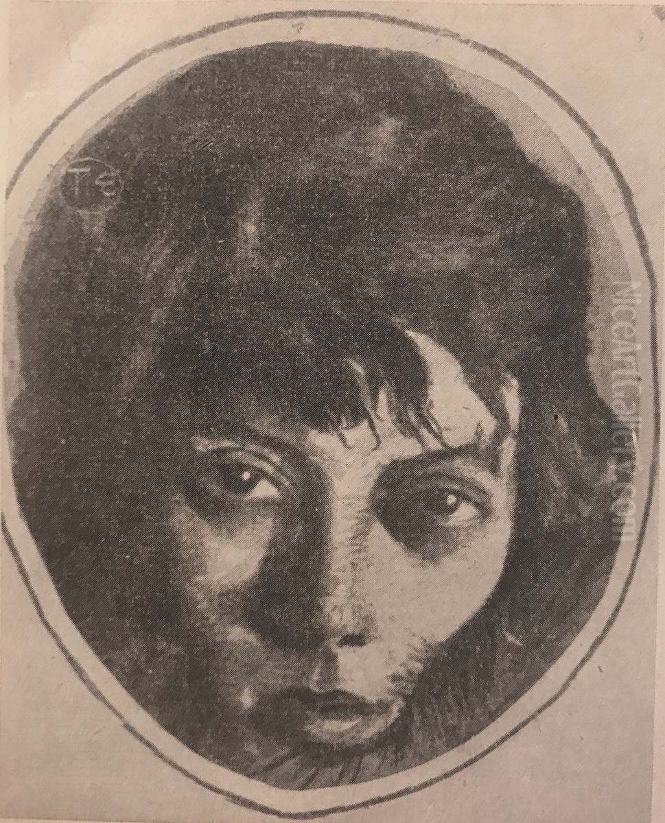 Portret kobiety z grzywka w kole Oil Painting by Stanislaw Ignacy Witkiewicz (Witkacy)