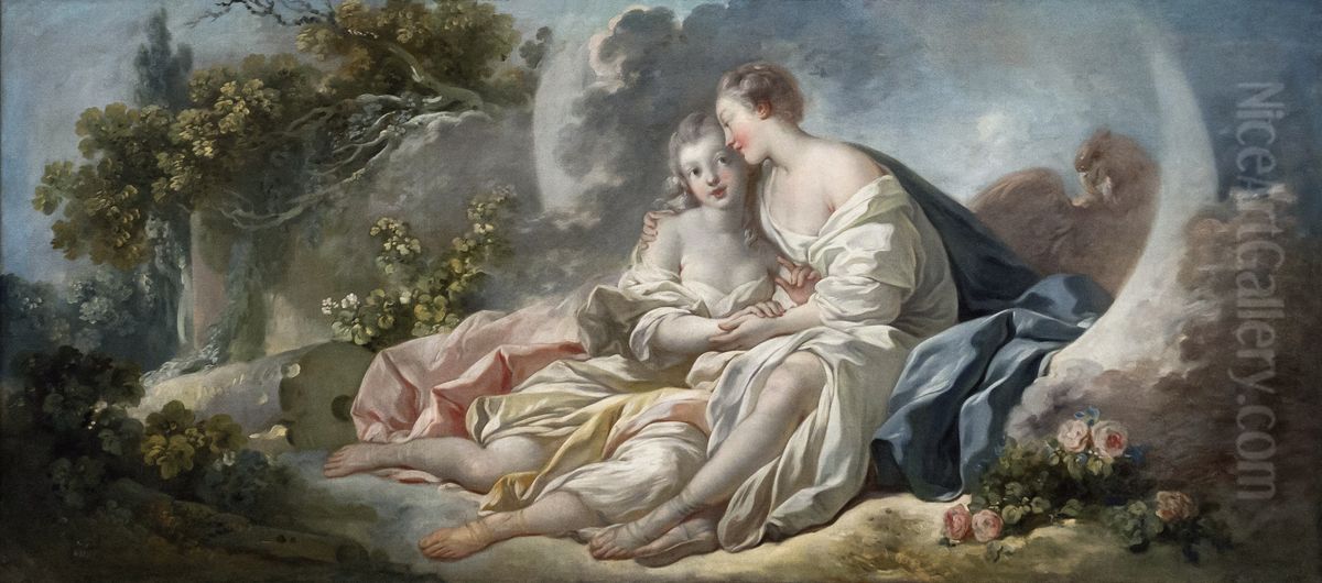 Jupiter sous les traits de Diane, seduisant Callisto Oil Painting by Jean-Honore Fragonard