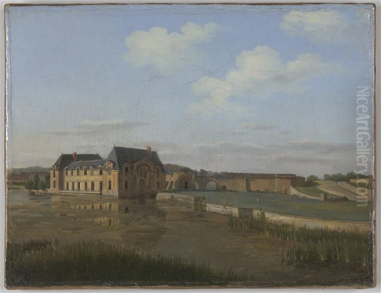 Vue du Petit Chateau de Chantilly en ruines Oil Painting by Alexandre-Hyacinthe Dunouy