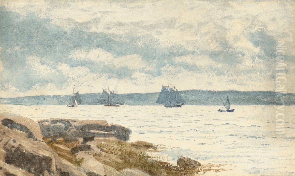 Sailboats at Gloucester Oil Painting by Winslow Homer