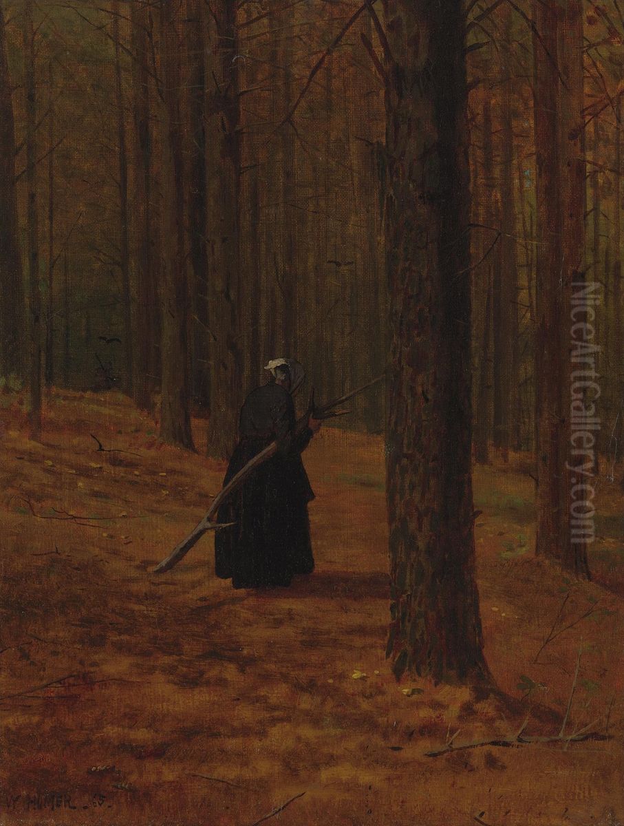 Old woman gathering faggots (The faggot gatherer) / Old woman gathering brush Oil Painting by Winslow Homer