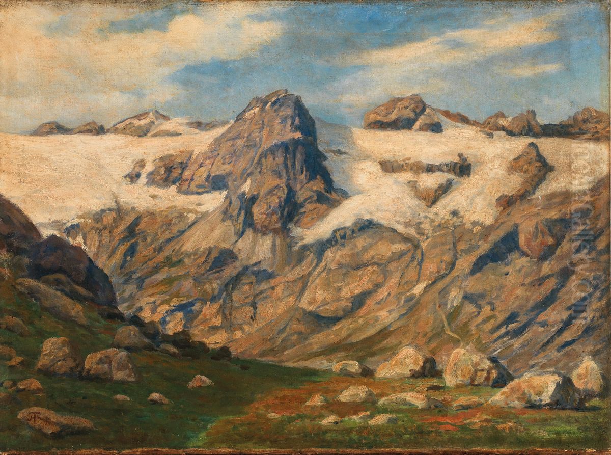 A mountain landscape Oil Painting by Hans Thoma