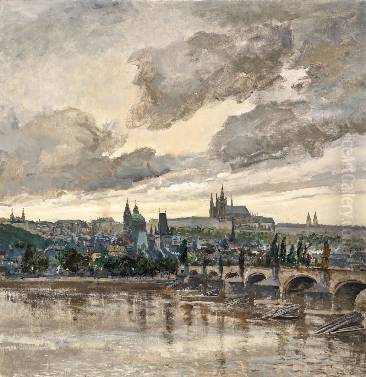 Pohled na Prahu Oil Painting by Viktor Oliva