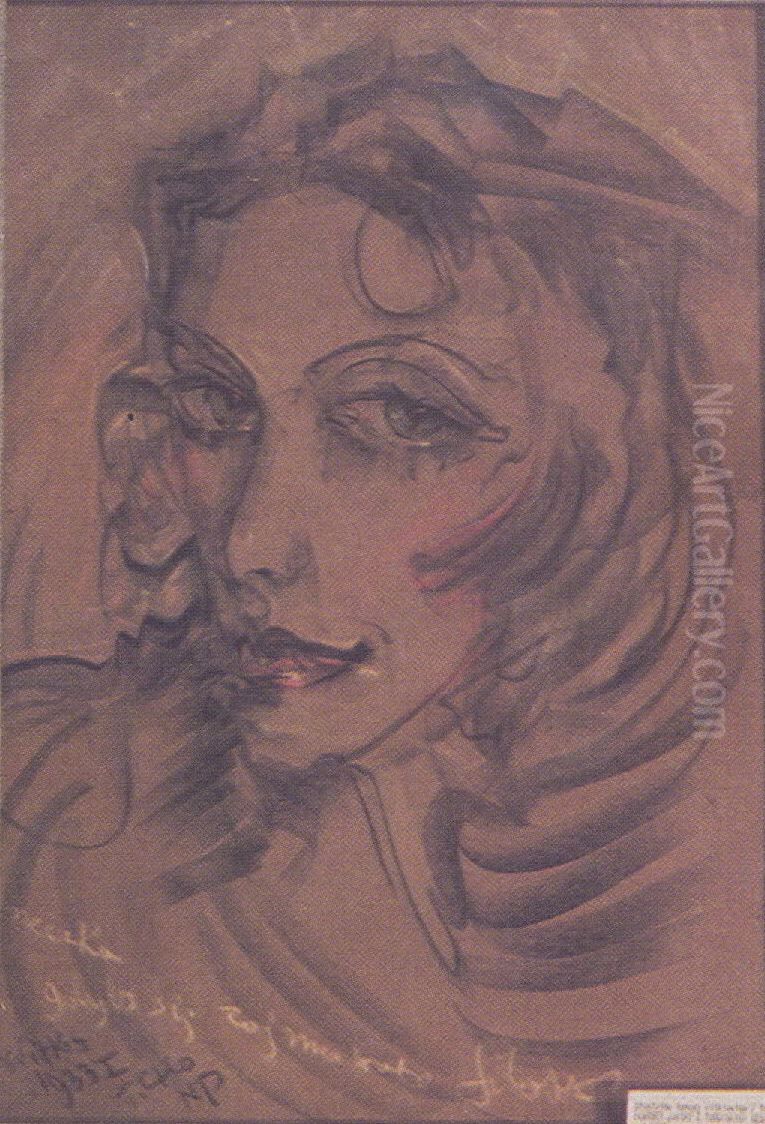 Portret Janiny Turowskiej-Leszczynskiej Oil Painting by Stanislaw Ignacy Witkiewicz (Witkacy)