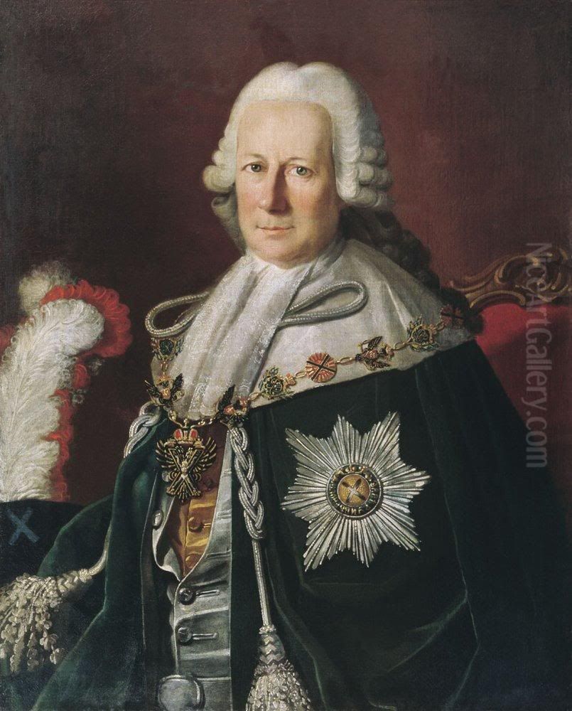 Portrait of Semen Ivanovich Mordvinov as Chevalier of the Order of St. Andrew Oil Painting by Carl Ludwig Johann Christineck