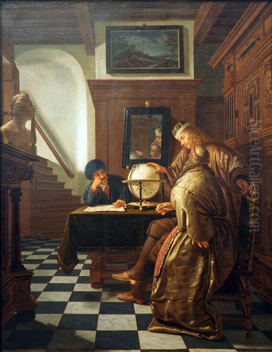 Geographers at Work Oil Painting by Cornelis De Man