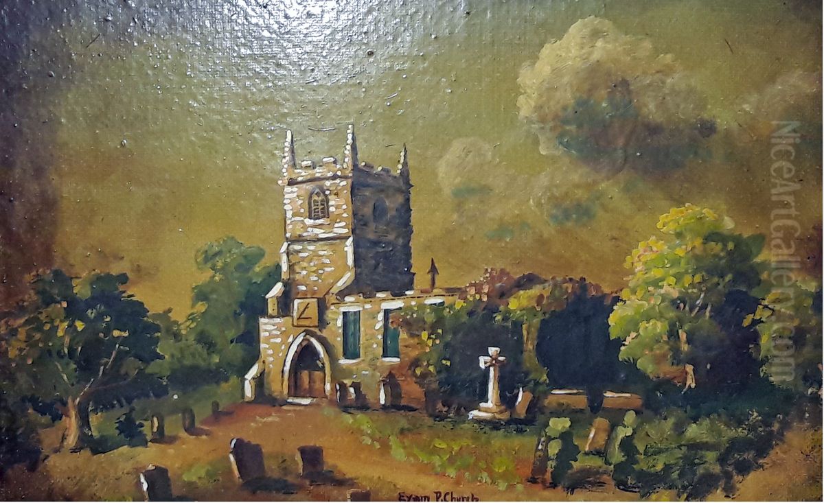 Eyam Parish Church Oil Painting by unknown