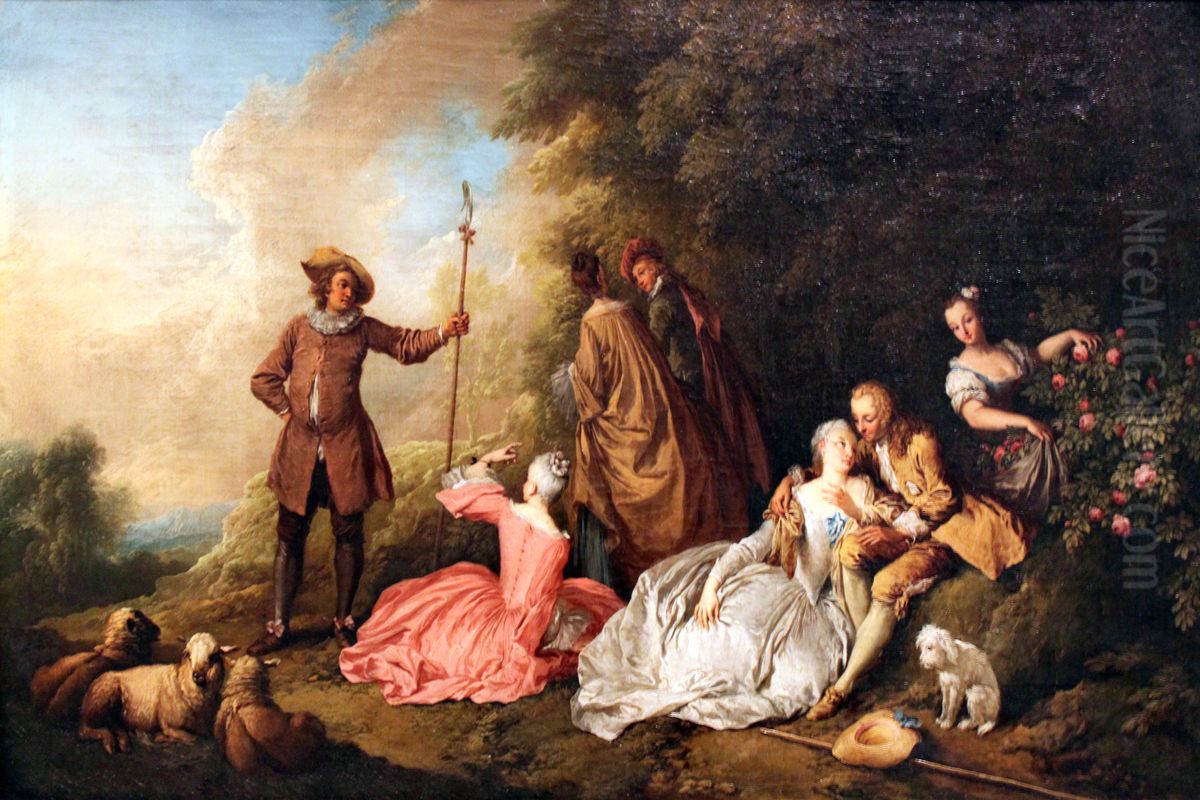 Gesellschaft im Freien Oil Painting by Christian Wilhelm Ernst Dietrich