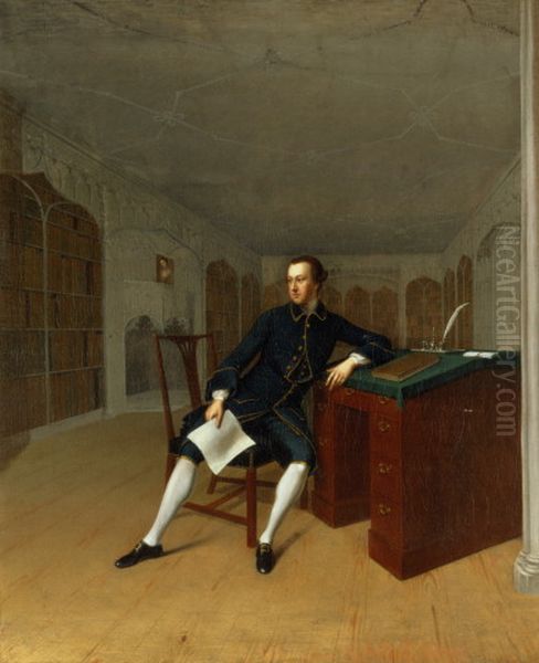 Sir Roger Newdigate in the Library at Arbury Oil Painting by Arthur Devis