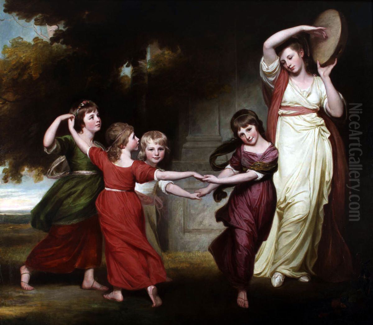 The five youngest children of the2nd Earl Gower Oil Painting by George Romney