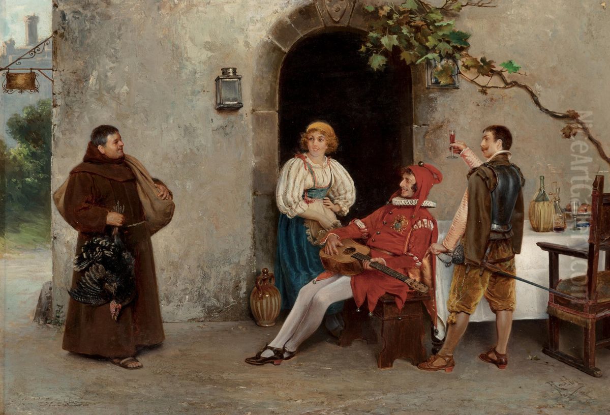 A visit from the friar Oil Painting by Antonio Rotta