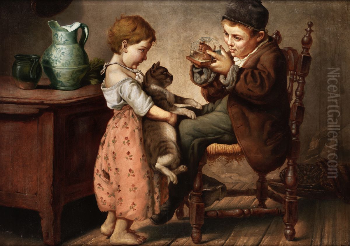 Gatto e topo Oil Painting by Antonio Rotta