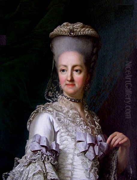 Portrait of Queen Juliane Marie of Denmark (1729-1796) Oil Painting by Vigilius Eriksen