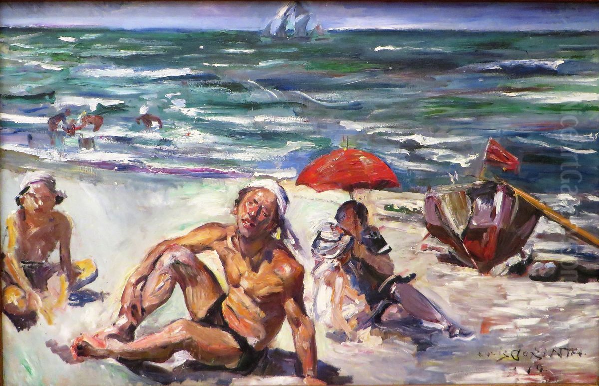 Am Strand von Forte dei Marmi Oil Painting by Lovis (Franz Heinrich Louis) Corinth