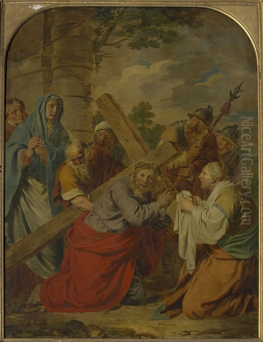 Veronica wipes the face of Jesus Oil Painting by Jan Jozef Verhaghen