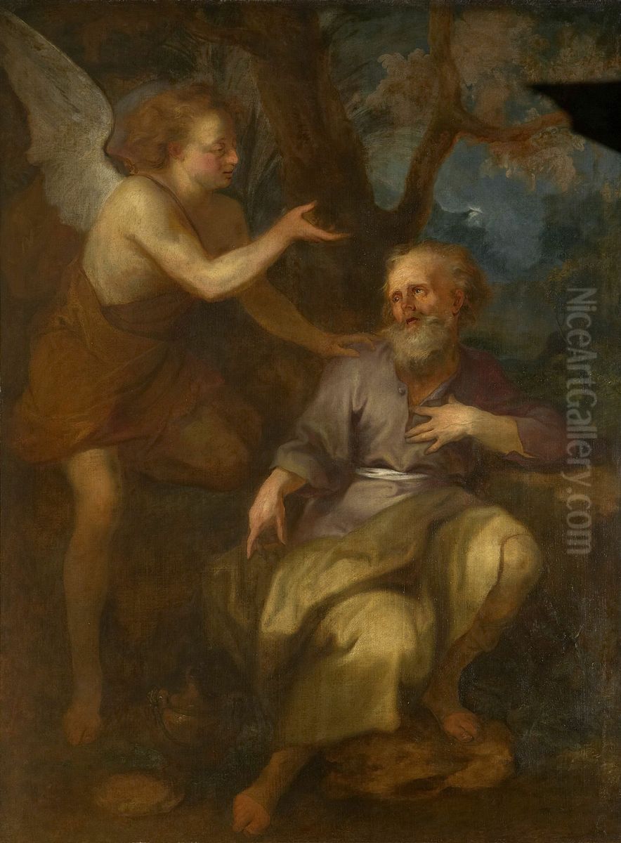 Elijah under the Juniper Tree Oil Painting by Lodewijk de Deyster