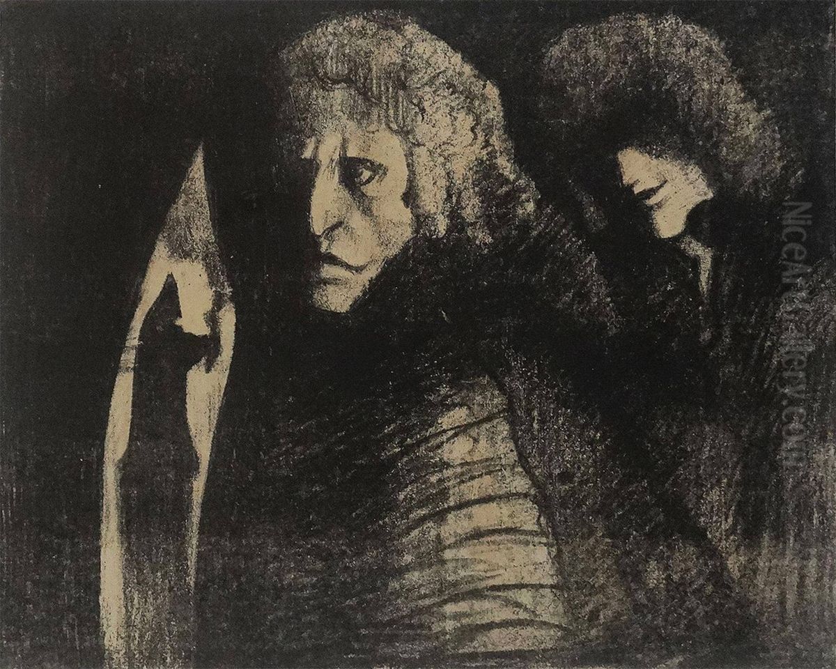 Conrad and the Muse Oil Painting by Stanislaw Ignacy Witkiewicz (Witkacy)