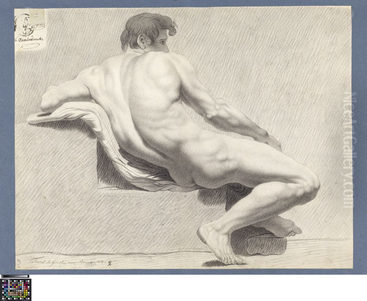 seated male nude, seen from behind Oil Painting by Frans de Groote