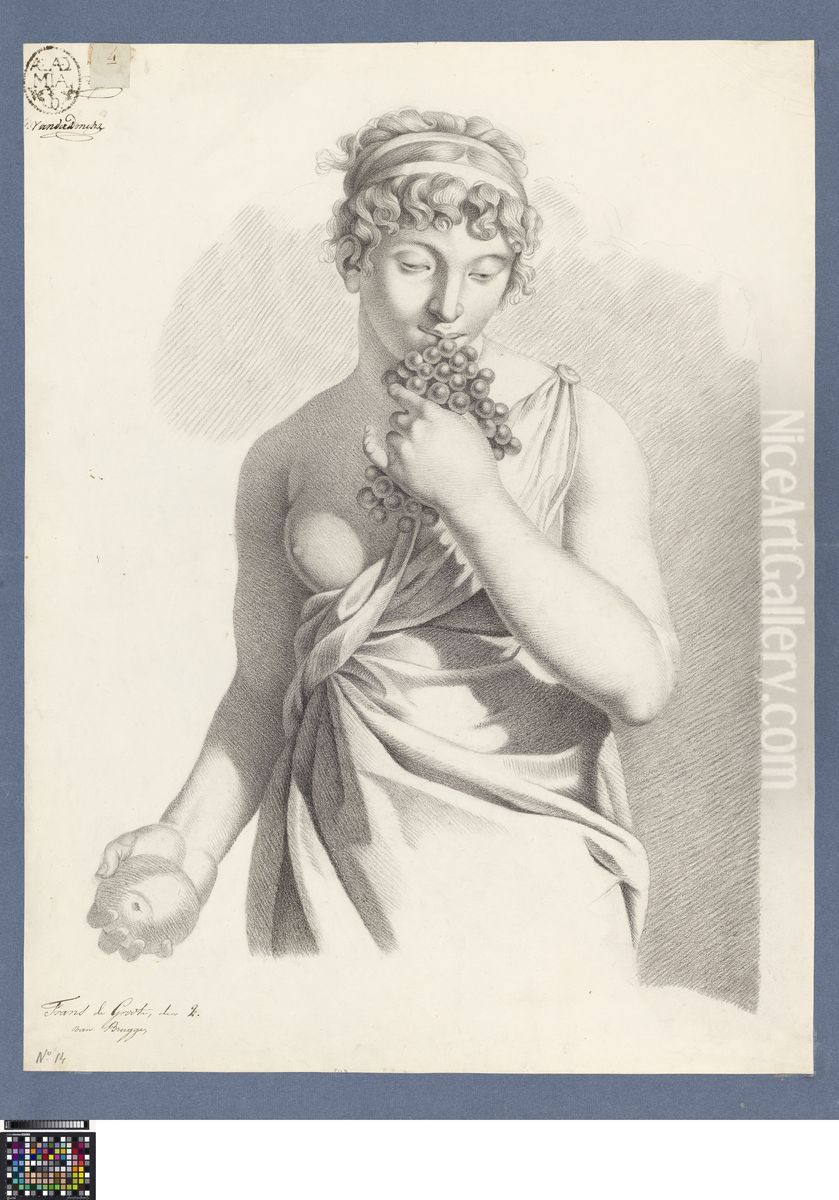 half-figure of a woman with fruits Oil Painting by Frans de Groote