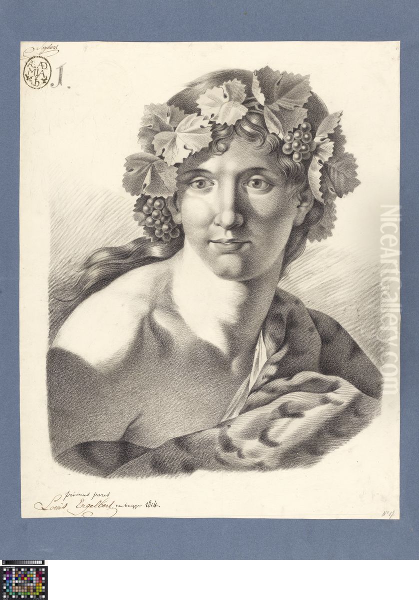 bust of Bacchus Oil Painting by Louis Engelbert