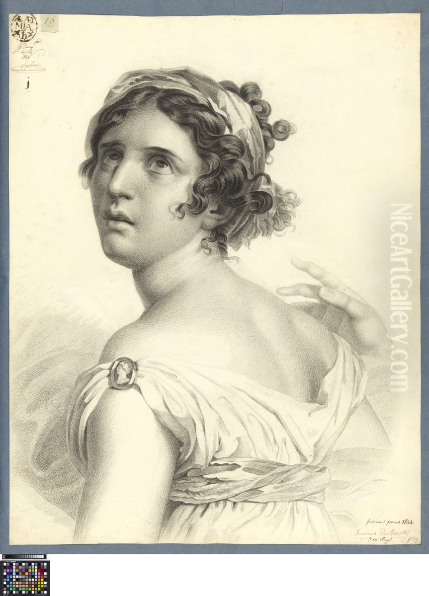 half-figure of Corinne Oil Painting by Johannes du Burck