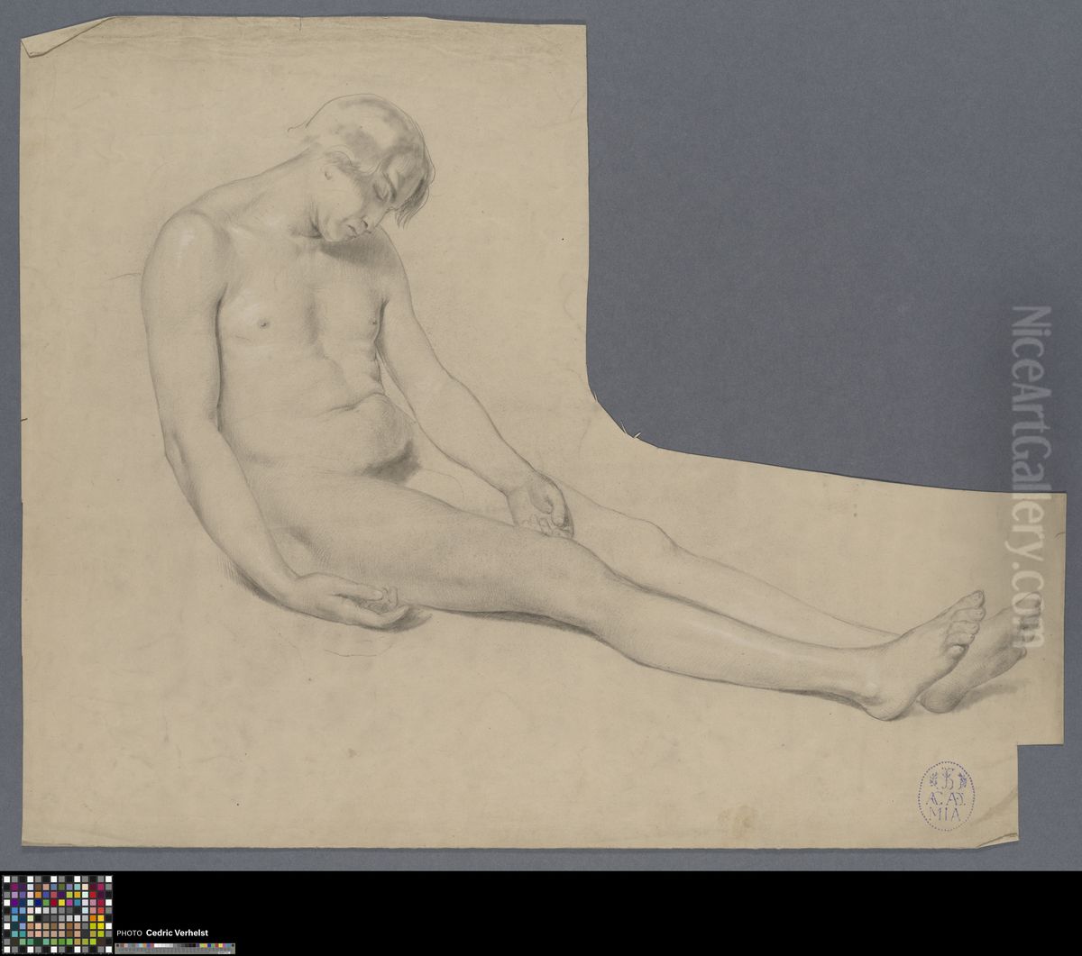 seated male nude Oil Painting by Musea Brugge