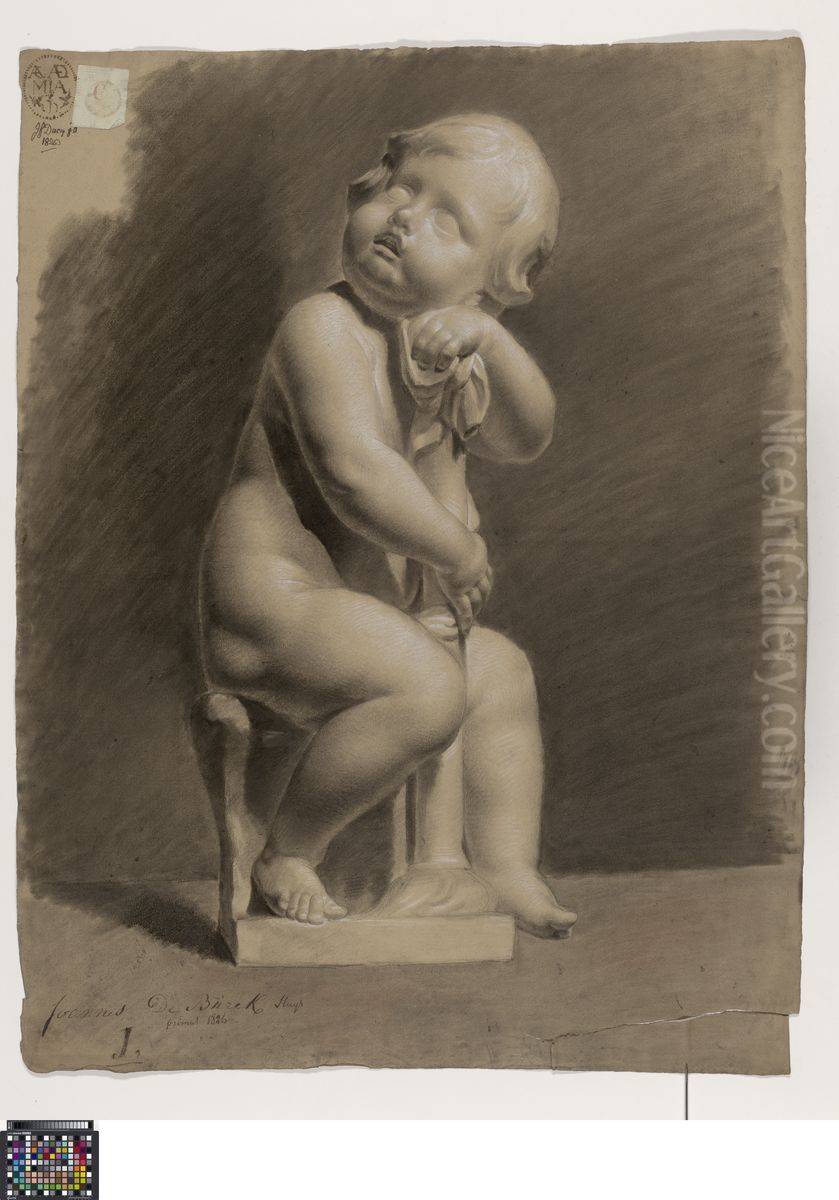 seated child with small column Oil Painting by Johannes du Burck