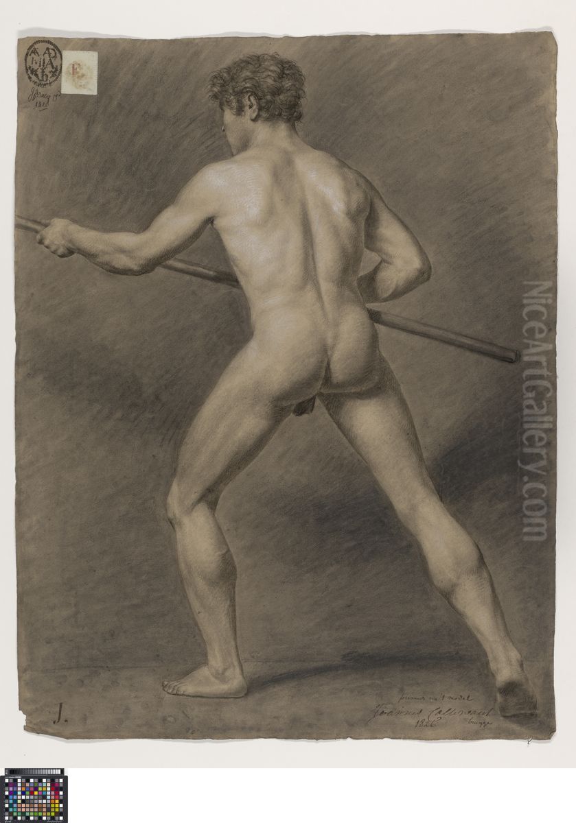 standing male nude, seen from behind Oil Painting by Joannes Callewaert