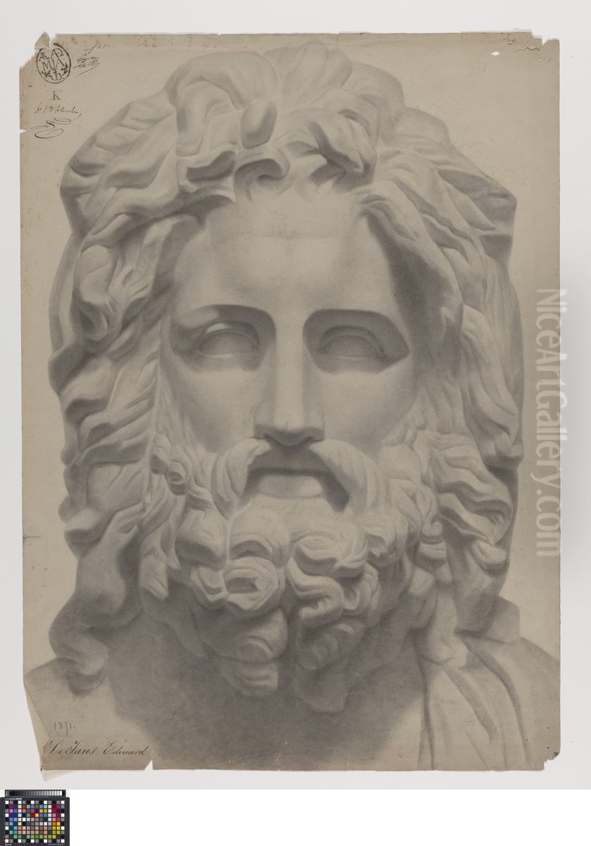 bust of Zeus of Otricoli Oil Painting by Edouard De Jans