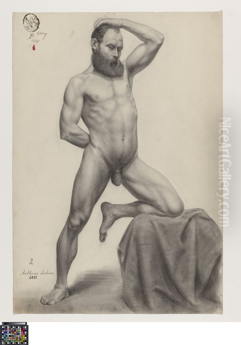 standing male nude Oil Painting by Jules Anthone