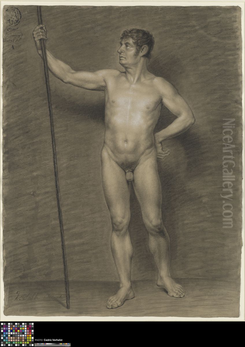 standing male nude Oil Painting by Charles Sabbe