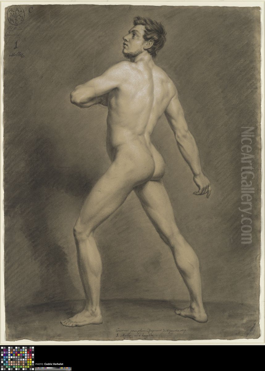 standing male nude Oil Painting by Charles Mollez