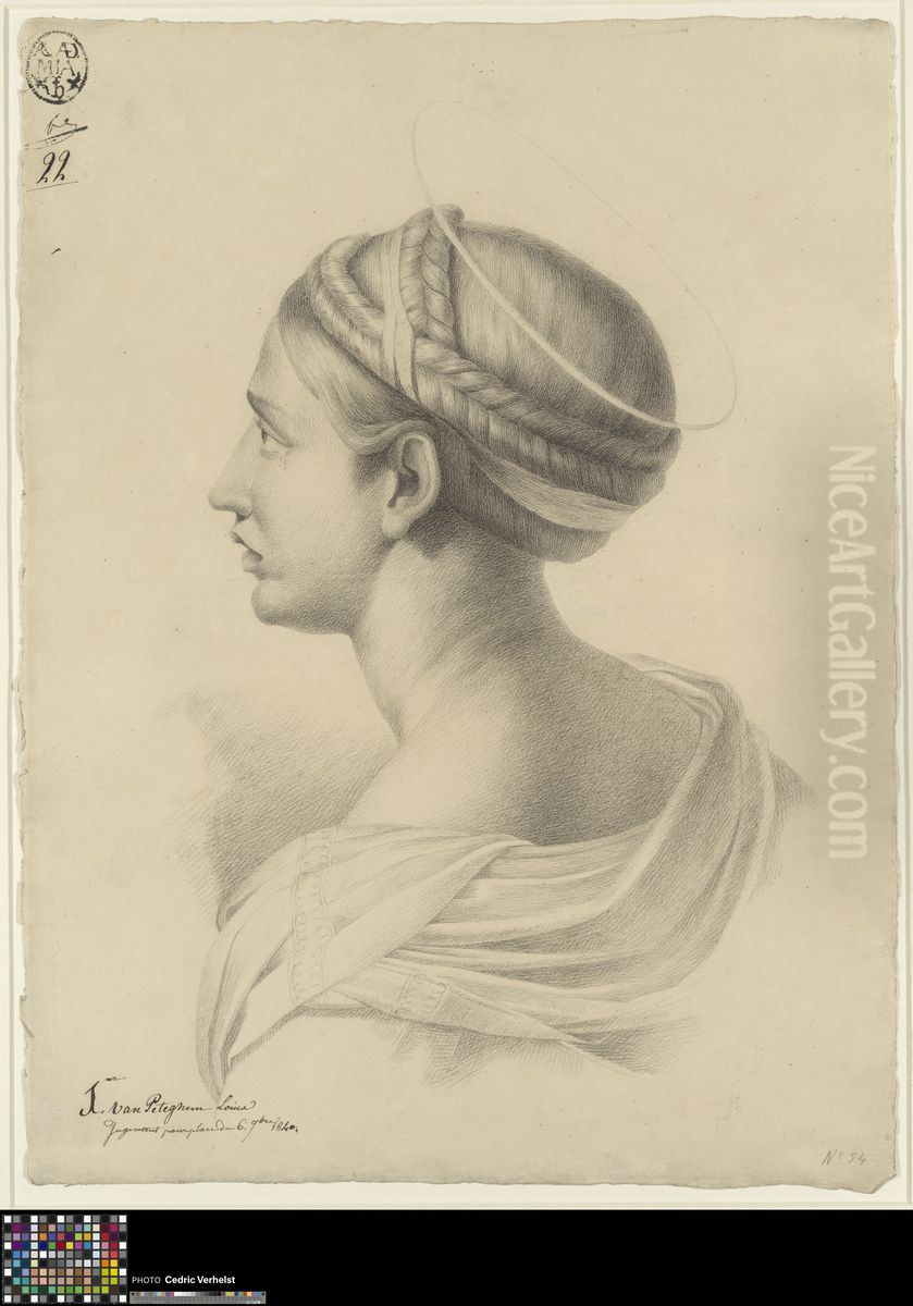 bust of a female saint Oil Painting by Louis-Joseph van Peteghem