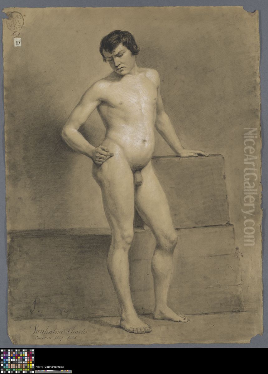 standing male nude Oil Painting by Charles Van Halme