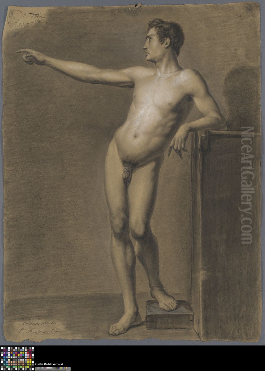 standing male nude Oil Painting by Leon Rousseau