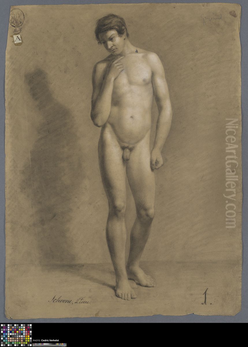 standing male nude Oil Painting by Pierre Schoone